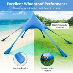 Costway 20 X 20 FT Beach Sunshade Canopy UPF50+ With Carry Bag & 8 Sandbags & Shovel -Camping Equipment Series GUEST 686c9006 be86 4b5f a8b0 cc1f4e9a33c3