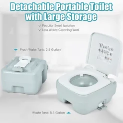 Costway 5.3 Gallon 20L Outdoor Portable Toilet W/ Level Indicator For RV Travel Camping -Camping Equipment Series GUEST 69dc9823 43f1 4101 bb12 8e257cc5211e