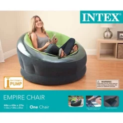 Intex Empire Inflatable Lounge Chair, Green & Intex 12V Corded Electric Air Pump -Camping Equipment Series GUEST 6a13fc8e 9140 44d1 b5b0 64de8056f244