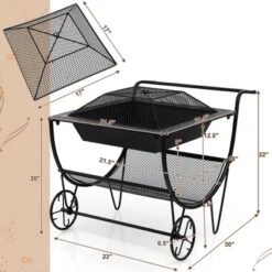 Costway Outdoor Wood Burning Fire Pit Steel Patio Stove W/ Log Storage Rack & Wheels 11 Costway Outdoor Wood Burning Fire Pit Steel Patio Stove W/ Log Storage Rack & Wheels -Camping Equipment Series GUEST 6aa5b336 e5af 4096 8e6e 7b908bf4276a