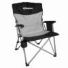KingCamp Padded Outdoor Folding Lounge Chair Swiveling Cupholder, Side Pocket, And Carry Bag For Camping, Sporting Events, And Tailgating, Black/Grey