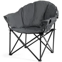 Costway Folding Camping Moon Padded Chair With Carry Bag Cup Holder Portable Navy BrownGrey -Camping Equipment Series GUEST 7043de87 421f 4848 b0d9 2558b23de9f9