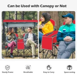 Costway Portable Folding Camping Canopy Chairs W/ Cup Holder Cooler Outdoor Red -Camping Equipment Series GUEST 721d96dd 830a 4194 8a3b 5a94928a2872
