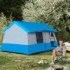 Outsunny 8-10 Man Camping Tent With Weatherproof Rain Cover, Double Layer Backpacking Family Shelter With Mesh Windows, Zipper Door, Portable Carry Bag For Hiking