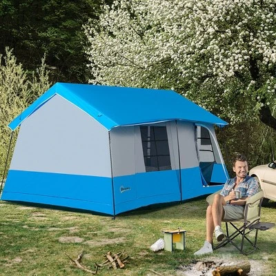 Outsunny 8-10 Man Camping Tent With Weatherproof Rain Cover, Double Layer Backpacking Family Shelter With Mesh Windows, Zipper Door, Portable Carry Bag For Hiking 1 Outsunny 8-10 Man Camping Tent With Weatherproof Rain Cover, Double Layer Backpacking Family Shelter With Mesh Windows, Zipper Door, Portable Carry Bag For Hiking