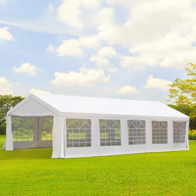 Outsunny Large Outdoor Carport Canopy Party Tent With Removable Protective Sidewalls & Versatile Uses, White 2 Outsunny Large Outdoor Carport Canopy Party Tent With Removable Protective Sidewalls & Versatile Uses, White - Image 2