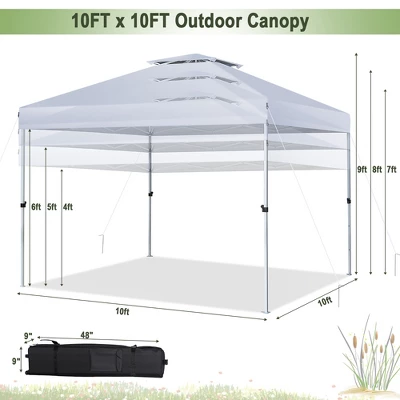 Costway 2-Tier 10' X 10' Pop-up Canopy Tent Instant Gazebo Adjustable Carry Bag With Wheel 2 Costway 2-Tier 10' X 10' Pop-up Canopy Tent Instant Gazebo Adjustable Carry Bag With Wheel - Image 2