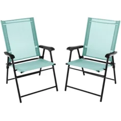 Tangkula Set Of 2 Patio Folding Chairs Outdoor Portable Pack Lawn Chairs W/ Armrests -Camping Equipment Series GUEST 7655bb1a 99af 496b a2ca 52cd4eb48b26