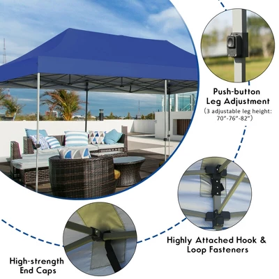 Costway 10'x20' Pop Up Canopy Tent Folding Heavy Duty Sun Shelter Adjustable W/Bag 5 Costway 10'x20' Pop Up Canopy Tent Folding Heavy Duty Sun Shelter Adjustable W/Bag - Image 5