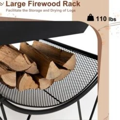 Costway Outdoor Wood Burning Fire Pit Steel Patio Stove W/ Log Storage Rack & Wheels 15 Costway Outdoor Wood Burning Fire Pit Steel Patio Stove W/ Log Storage Rack & Wheels -Camping Equipment Series GUEST 77203207 7719 43e3 becb 7a4fd5ae8860