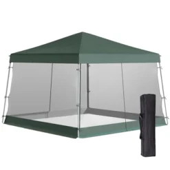 Outsunny 12' X 12' Pop Up Canopy, Foldable Canopy Tent With Carrying Bag, Mesh Sidewalls And 3-Level Adjustable Height For Outdoor, Garden, Patio, Party -Camping Equipment Series GUEST 79265191 310a 479a 87fd 27eb87a1b210