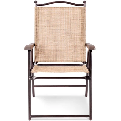 Costway Set Of 2 Patio Folding Sling Back Chairs Camping Deck Garden Beach Yellow 5 Costway Set Of 2 Patio Folding Sling Back Chairs Camping Deck Garden Beach Yellow - Image 5