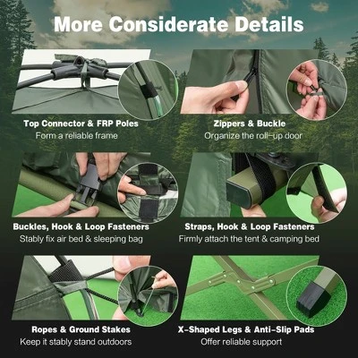 Costway 1-Person Compact Portable Pop-Up Tent/Camping Cot W/ Air Mattress & Sleeping Bag 7 Costway 1-Person Compact Portable Pop-Up Tent/Camping Cot W/ Air Mattress & Sleeping Bag - Image 7