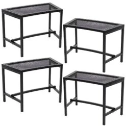 Sunnydaze Decor Sunnydaze Outdoor Lightweight And Portable Metal Patio Side End Table Or Backless Bench Seat With Mesh Top - 23" -Camping Equipment Series GUEST 7d1d7343 25fb 4377 b80e 898ae6507f16