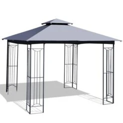 Tangkula 2-Tiers 10'x10' Outdoor Canopy Gazebo Heavy-Duty Steel Frame Party Patio Large Canopy L-Shaped Gazebo Beige/Grey -Camping Equipment Series GUEST 7e396e01 14b4 43ba 8b4a 3403f2167264