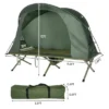 Tangkula 1-Person Folding Camping Tent Cot Portable Outdoor Tent For Backpacking & Hiking Green/Gray