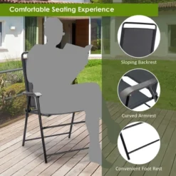 Costway 4PCS Outdoor Patio Folding Chair Armrest Portable Camping Lawn Garden -Camping Equipment Series GUEST 7e9ab9d5 76ea 4138 8b87 42913b36f6a5