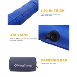 KingCamp Extra Thick 3.93" Double Sleeping Pad Camping Mattress, 2-Person Lightweight Inflatable Air Mat For Backpacking/Hiking, 76" X 54," Blue -Camping Equipment Series GUEST 7ebcfe37 27d4 456f 8b01 9b6476114fd5