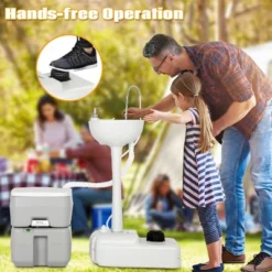 Costway Outdoor Wash Sink And Potable Toilet Set 4.5 Gallon Sink & 5.3 Gallon Toilet -Camping Equipment Series GUEST 7f3ea7b3 5e06 4fb5 9731 de6c31c96495