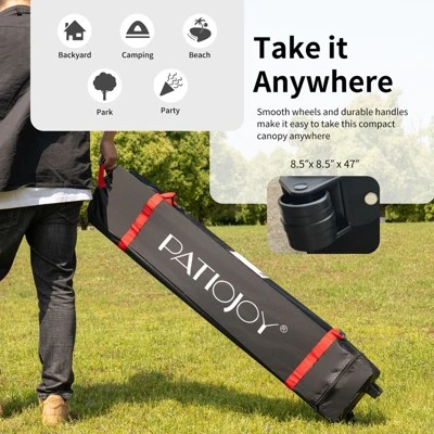 Tangkula 6.6’ X 6.6’ Pop-up Canopy Tent Outdoor Camping Sun Shelter W/ Portable Roller Bag & 4 Weight Bags Blue/ White/ Grey 5 Tangkula 6.6’ X 6.6’ Pop-up Canopy Tent Outdoor Camping Sun Shelter W/ Portable Roller Bag & 4 Weight Bags Blue/ White/ Grey - Image 5