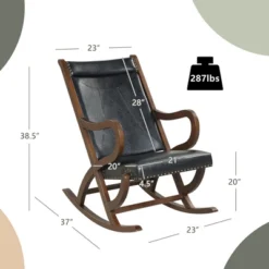 Costway Set Of 2 Rocking Chair With PU Cushion Modern Rocker W/ Rubber Wood Frame BlackRed -Camping Equipment Series GUEST 7faabf9d 6457 48bc a2b5 1d30f14ae8b9