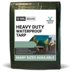 Moose Supply Heavy Duty Waterproof Poly Tarp Covers, Green/Brown, 12 Mil -Camping Equipment Series GUEST 80642185 5f7f 4999 a1bc c254bf61c6b8