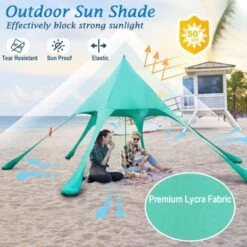 Tangkula 20 X 20 FT Beach Tent Beach Canopy W/ UPF50+ Sun Protection Carrying Bag & Sand Shovel Aluminum Pole & 6 Ground Stakes Blue/Green 12 Tangkula 20 X 20 FT Beach Tent Beach Canopy W/ UPF50+ Sun Protection Carrying Bag & Sand Shovel Aluminum Pole & 6 Ground Stakes Blue/Green -Camping Equipment Series GUEST 8084a743 dfe4 483d 857d d78bc9e03af3