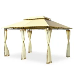 Costway 2-Tier 10'x13' Steel Gazebo Canopy Tent Shelter Patio Garden Outdoor Netting -Camping Equipment Series GUEST 80eb25d4 6b58 4f37 a9ee 3a515d834b23