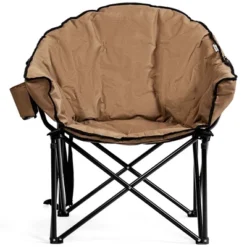 Costway Folding Camping Moon Padded Chair With Carry Bag Cup Holder Portable Navy BrownGrey -Camping Equipment Series GUEST 814ac76b c683 425a a914 8df7c2d53629