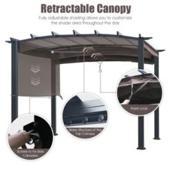 Tangkula Outdoor Retractable Pergola 10 X 10ft Patio Pergola Gazebo Sun Shade Shelter Canopy W/Heavy Duty Steel Frame For Beach -Camping Equipment Series GUEST 822771b1 f6ae 473a ba0e 427d31214d87