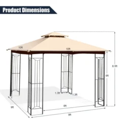 Tangkula 2-Tiers 10'x10' Outdoor Canopy Gazebo Heavy-Duty Steel Frame Party Patio Large Canopy L-Shaped Gazebo Beige/Grey -Camping Equipment Series GUEST 871c6476 5388 4043 8f5e 434c44a5aa6c