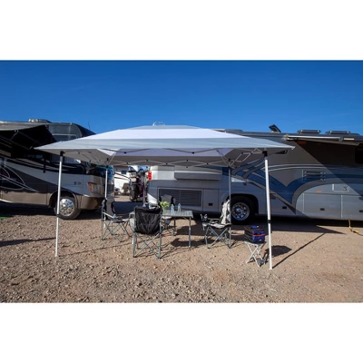 Z-Shade 14 X 10 Foot Prestige Instant Shade Outdoor Canopy Shelter Tent With Reliable Stakes, Steel Frame, And Rolling Bag, Grey & White 4 Z-Shade 14 X 10 Foot Prestige Instant Shade Outdoor Canopy Shelter Tent With Reliable Stakes, Steel Frame, And Rolling Bag, Grey & White - Image 4