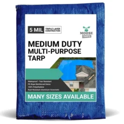 Moose Supply 5 Mil Waterproof Blue Poly Tarp Covers With Grommets -Camping Equipment Series GUEST 879fa926 ccc1 4ed4 8326 57bf05da1dc2
