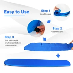 Costway Inflatable Sleeping Pad, Self Inflating Camping Mattress W/Carrying Bag GreenBlue -Camping Equipment Series GUEST 89604159 8a10 41b4 bb7d fff5ad694e69