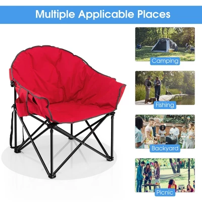 2 PCS Oversized Folding Padded Camping Moon Saucer Chair Bag Outdoor Fishing RedNavy BrownGrey 3 2 PCS Oversized Folding Padded Camping Moon Saucer Chair Bag Outdoor Fishing RedNavy BrownGrey - Image 3