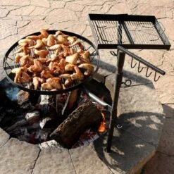 Sunnydaze Decor Sunnydaze Outdoor Camping Or Backyard Steel Adjustable Cooking Grilling Fire Pit BBQ Stake With 2 Swivel Swing Grates -Camping Equipment Series GUEST 8a8f36dd ba37 4d75 a752 d15a59d12cff