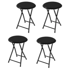 Trademark Home Heavy-Duty 24-Inch Folding Stools With Padded Seats, Black, Set Of 4 -Camping Equipment Series GUEST 8e3befeb 1d92 4536 a883 5266edf336c0