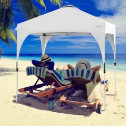 Tangkula Pop-up Canopy Tent 6.6’ X 6.6’ Height Adjustable Commercial Instant Canopy W/ Portable Roller Bag Blue/ White/ Grey -Camping Equipment Series GUEST 8eaebc25 8d72 41eb 8005 1a159bfbe26b