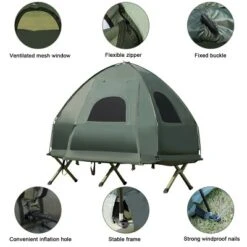 Tangkula 1-Person Folding Camping Tent Cot Portable Pop-Up Tent W/Sleeping Bag & Air Mattress For Outdoor -Camping Equipment Series GUEST 91002800 4468 4ae2 a3b0 dcbc3875bd99