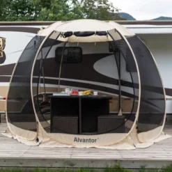 Alvantor Outdoor Pop Up Portable Gazebo Tent With Mesh Netting Screened Shelter Beige -Camping Equipment Series GUEST 91a30fc7 4bce 409e ac54 690781ec2852