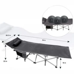 Zone Tech Folding Outdoor Travel Cot - 2 Pack Grey Portable Heavy Duty Adult And Kids Travel Cot With Large Pocket-Perfect For Hiking, Camping -Camping Equipment Series GUEST 9258eeae 7061 4eb0 ba5d b46446469740