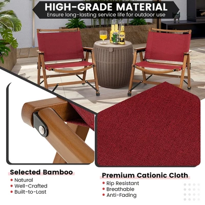 Costway Patio Folding Camping Beach Chair Portable Picnic Fishing Bamboo Frame Armrest 6 Costway Patio Folding Camping Beach Chair Portable Picnic Fishing Bamboo Frame Armrest - Image 6