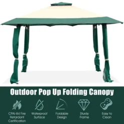 Costway 13'x13' Gazebo Canopy Shelter Awning Tent Patio Garden Green 12 Costway 13'x13' Gazebo Canopy Shelter Awning Tent Patio Garden Green -Camping Equipment Series GUEST 94845a1d 7547 48ba 87fa 1724c30a22b5