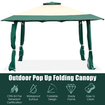 Costway 13'x13' Gazebo Canopy Shelter Awning Tent Patio Garden Green 4 Costway 13'x13' Gazebo Canopy Shelter Awning Tent Patio Garden Green - Image 4