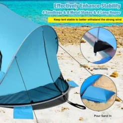 Costway Pop Up Beach Tent Anti-UV UPF 50 Plus Portable Sun Shelter For 3-4 Person -Camping Equipment Series GUEST 9560141f e878 4af2 81ee 49844f426235