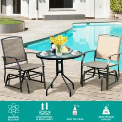 Costway 2PCS Patio Swing Single Glider Chair Rocking Seating Steel Frame Garden Brown -Camping Equipment Series GUEST 9581c9b3 b349 4be9 bd8e b6ec07b4b872
