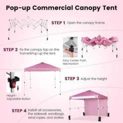Costway 10'x10'Commercial Pop-up Canopy Tent Sidewall Folding Market Patio White/Pink -Camping Equipment Series GUEST 9616d35d 468c 4242 af21 849d16a9c782