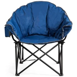 Costway Folding Camping Moon Padded Chair With Carry Bag Cup Holder Portable Navy BrownGrey -Camping Equipment Series GUEST 96810e0a c366 4638 b1b6 b75c5ff2f7ea