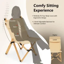 Tangkula 1PC/2PCS Folding Camping Chair Bamboo Wood Beach Chair With Breathable Canvas 2-Level Adjustable Backrest Portable Folding Chair With Carrying Bag -Camping Equipment Series GUEST 976a73b8 881b 4b04 a2c0 e196cd681eb0