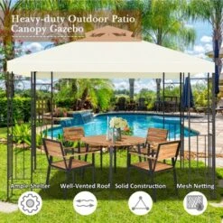 Tangkula 2-Tiers 10'x10'Outdoor Canopy Gazebo Art Steel Frame Party Patio Large Canopy Gazebo W/Netting -Camping Equipment Series GUEST 985d2ab1 476e 4f22 86a7 6e0124850cc0